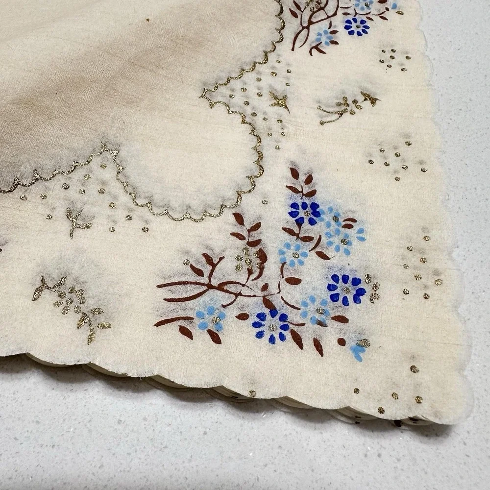 Gorgeous Vintage Floral‎ Tissue Paper Napkin Handkerchief Sets Made in Germany